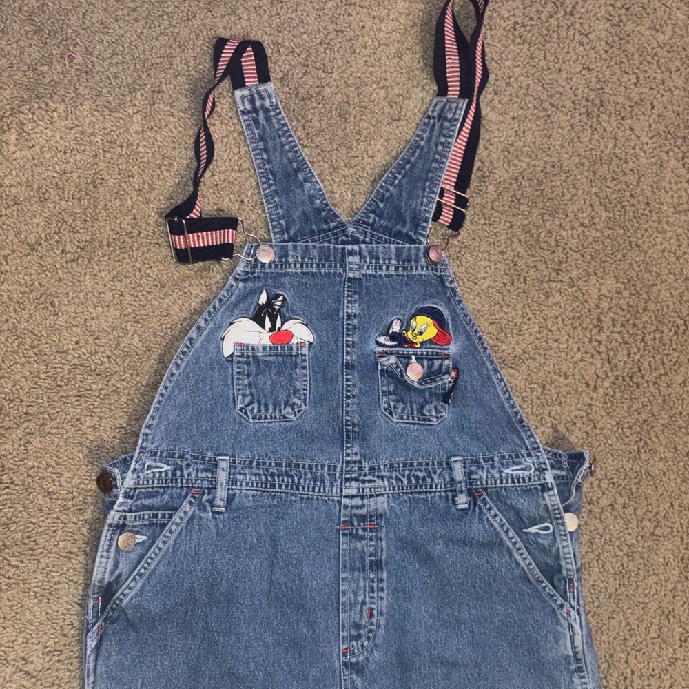 Vintage looney tune Denim Overalls with Cartoon Embroidery